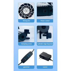 Aquarium Chiller Fan 6-Level Speed Adjustable Aquarium Chiller Quiet Strong Wind Portable Aquarium Cooler For Water Cooling