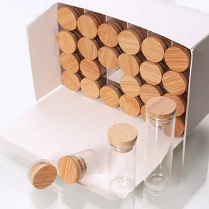 5/10/12/20/24pcs Transparent Glass Bottles Jars Vials Terrarium with Bamboo Lids for Art Crafts Wedding Favors 30*50mm 15ml