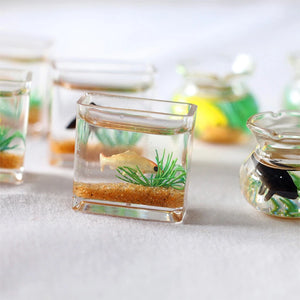 Dollhouse Miniature Glass Fish Tank Bowl Aquarium Doll House Home Ornament Toy For Dollhouse Decals