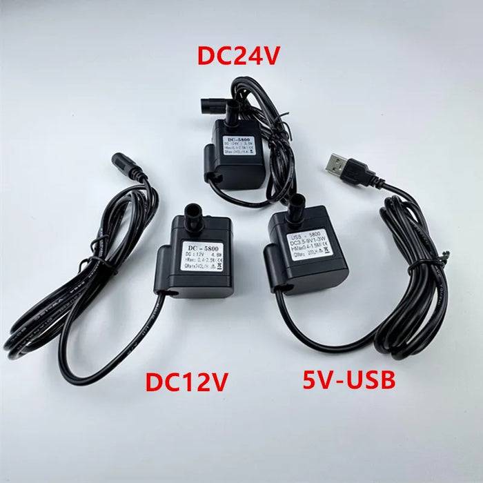 5V USB water pump 12V 24V Pumps For Submersible Aquarium Fish Tank Fountain Pond Pet water dispenser Garden rockery fountain