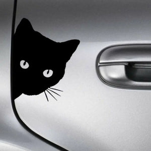 Creative Black Cat Face Peeking Car Stickers Automotive Decal Window Decoration Reflective Sticker Window Door  Sticker 12*15cm