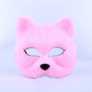 Fox Shape Half Face Eye Mask Imitation Cat Hair Christmas Carnival Party Cosplay Mask Halloween Costume Props Male Female Toy