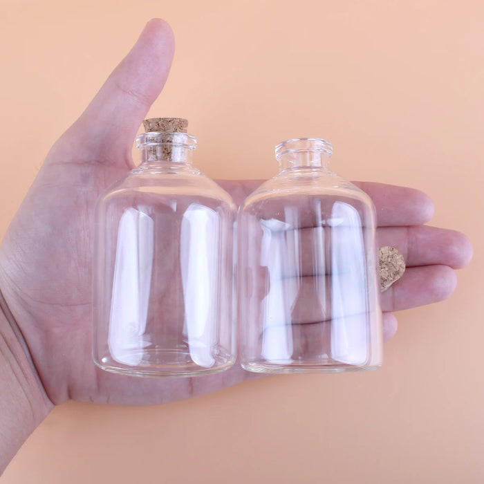 2 Pieces 70ml Transparent Glass Bottles with Cork Stopper Glass Terrarium Jars Vials for Wedding Favors DIY Craft Gift