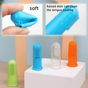 4pcs Super Soft Pet Finger Toothbrush Teddy Dog Brush Bad Breath Tartar Teeth Tool Dog Cat Cleaning Pet Supplies