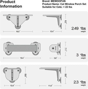 Mewoofun Cat Window Perch Hammock with Climbing Steps and Scratching Post Wooden Window Mounted Cat Bed for Indoor Cats