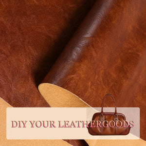 Brown Crazy Horse Faux Leather Sheets 1.0mm PU Leatherette Upholstery Fabric Synthetic by The Yard for DIY Crafts