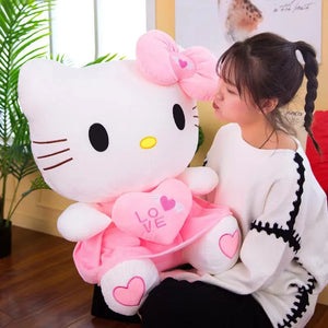 24-55cm Sanrio Hello Kitty Cat Plush Toys Cartoon KT Cat Plushie Doll Soft Stuffed Anime Pillow Birthday Gifts For Kids Girls