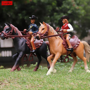 OozDec West Cowboy Horse Model Action Figures Emulational Horseman Horse Animals Ornaments Playset Figurine Kids Toy Gift