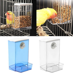 Bird Feeding Box Dustproof Food Dispenser AntiSplash Parrots Food Feeding Birds Cage Screw Feeder Clear Food Container