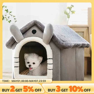 Indoor Warm Dog House Soft Pet Bed Tent House Dog Kennel Cat Bed with Removable Cushion Suitable for Small Medium Large Pets