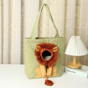 Soft Pet Carriers Lion Design Portable Breathable Bag Cat Dog Carrier Bags Outgoing Travel Pets Handbag with Safety Zippers