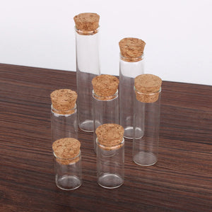 10pcs Diameter 22mm Test Tubes with Cork Stopper 5-10-20-25-30ml Glass Bottles Terrarium Jars Vials DIY Wedding Crafts Favors