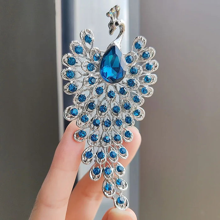 New Creative Colorful Rhinestone Peacock Brooches For Women Retro Elegant Bird Animal Clothing Brooch Pins Party Jewelry Gifts