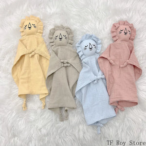 Baby Comforter Cute Baby Rabbit Cat Muslin Towel Soft Cotton Sleeping Dolls Soothing Cloth Blanket Newborn Appease Towel Bibs