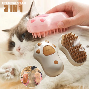 Cat Steamy Brush Dog Massage Comb Electric Water Spray Soft Silicone Depilation Cats Bath Hair Brush Cat Grooming Accessories