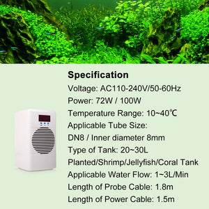 Aquarium Water Cooler for 20/30L Fish Tank Aquarium Chiller for Planted/Jellyfish/Coral/Shrimp Nano Tank Aquarium Accessories