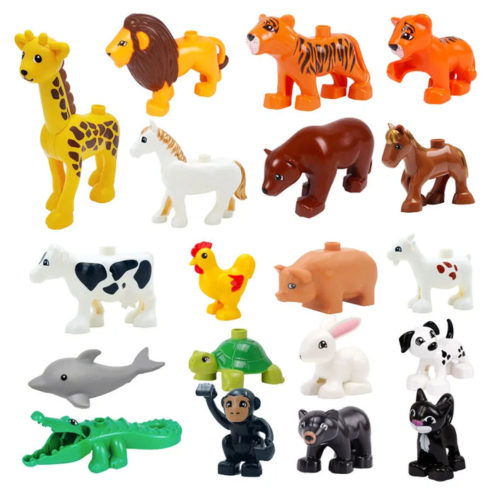 Big Size Building Blocks Animal Accessorie Compatible Duplo Rabbit Fish Bear Chicken Pig Duck Dog Cat Horse Cow Sheep Toys Gifts