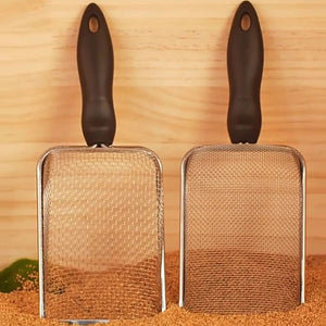 Reptile Sand Scooper Stainless Steel Fine Mesh Metal Sand Shovel Terrarium Substrate Litter Cleaner Corner Scoops