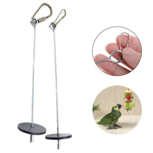 Stainless Steel Pet Parrots Birds Food Holder Support Stainless Steel Fruit Spear Stick Meat Skewer Bird Feeding Stick Feeder