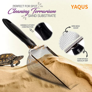 Pet Cleaning Tools Stainless Steel Feces Shovel Net Cat Litter Shovel Reptiles Lizard Sand Shovel Mesh Screen Fecal Spoon