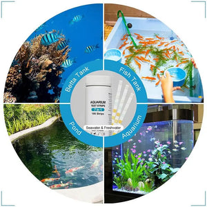 100 pcs Fish Tank Test Kit For Freshwaters Saltwater Water Test Kits 7 In 1 Aquarium Test Strips PH NO3 NO2 GH KH CI TCLs