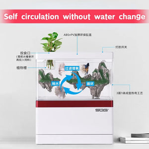 mini fish tank Self circulating fish tank with charging filter desktop living room household water free ecological aquarium