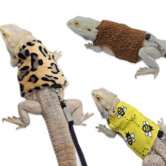 Lizard Clothes With Traction Rope Adjustable Reptile Apparel For Bearded Dragon Chameleon Skin Protection Photo Party