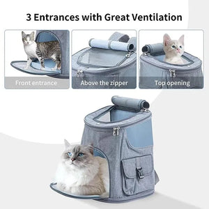 Pet Bags Breathable and Cool Cat Travel Backpack with Two Side Pockets Dog Carrier Large Suitable for Hiking Traveling Camping