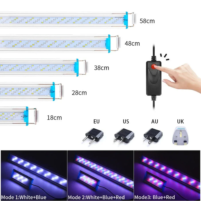 Fish Lamp 18-71CM Ultra-thin Aquarium Light 3 Mode LED Plant Lighting 90-260V 5730 Chip Aquatic Water Grass Growing Lights