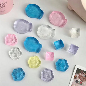 New Fidget Toys Mini Squishy Toys Mochi Ice Block Anti-Stress Ball Kawaii Transparent Cat Paw Fish Stress Relief Squeeze Toys