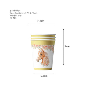 Horse Party Supplies Wild Horse flag Tablecloth paper cup Knight Horse Birthday Party Decor Horse Racing Birthday Table Covers