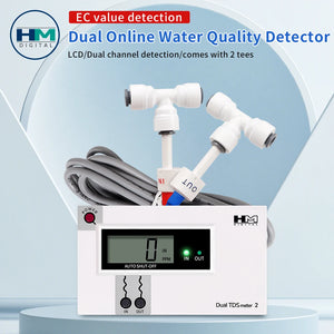 Dual Water Quality Tester Online TDS/EC Meter Digital Input/Output Water Quality Monitor Tap Water Fish Tank Test Pen