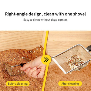 Cat Litter Shovel Stainless Steel Reptile Sand Substrate Shovel Clean Up Feces Fine Mesh Sifter For Bedding