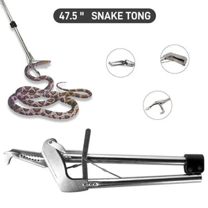 2024 New Snake Tongs Professional Collapsible Reptile Catcher Rattlesnake Grabber Wide Serrated Jaw Handling Tool with Auto Lock