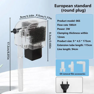 For Aquarium Fish Tank Filter Water Pumps External Hang Up Filter Oxygen Submersible Water Purifier Mini Aquarium Filter Pump