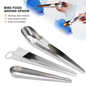 Pet Bird Parrot Feeder Spoon Stainless Steel Food Adding Spoon Bird Cage Food Add Accessories Small Pet Feeding Tool 1 Pc