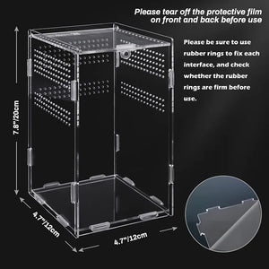 Acrylic Reptile Terrarium Habitat Breeding Box Mini Transparent Reptiles Cage with Cover Nano Arboreal Tarantula Enclosure