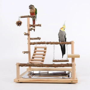 Hotsale Bird Swing Toy Wooden Parrot Perch Stand Playstand With Chewing Beads Cage Playground Bird Swing Toy Wooden Parrot Perch