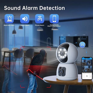 2K 4MP PTZ Camera Dual Lens IP WIFI Smart Home Security Wireless Surveillance Camera Two-way Audio Baby Pet Monitor Care Cam Pro