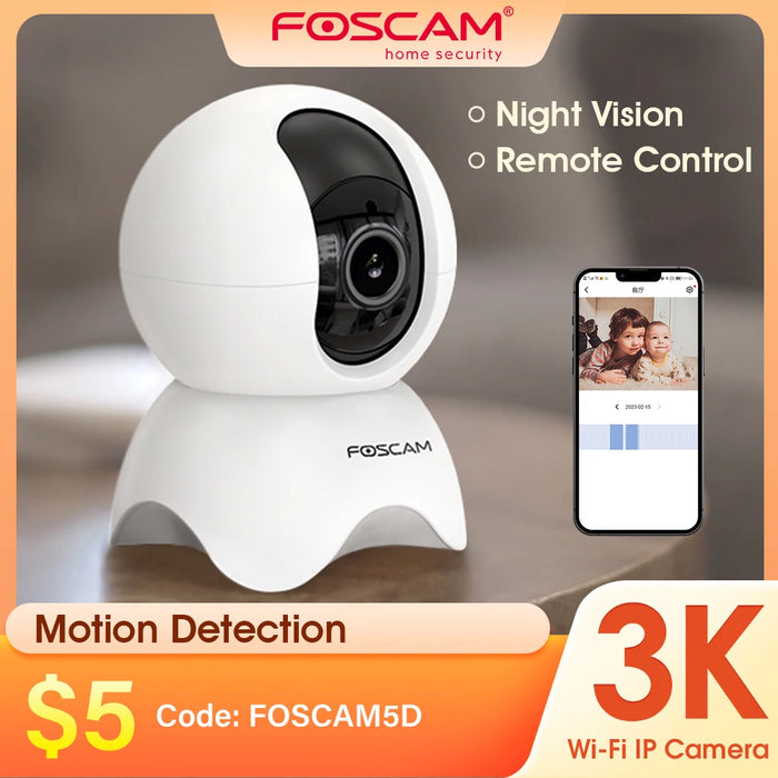 Foscam 5MP Super HD WiFi Camera AI Human Tracking Baby Monitor Pet Cam Smart Home Video Recording Surveillance For Home Security