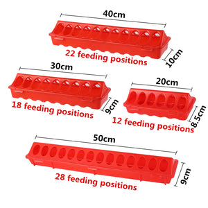 20/30/40/50cm Double Row 12-28 Holes Poultry Ground Feeder Plastic Clamshell Feeding Chicken Groove Farm Breeding Supplies