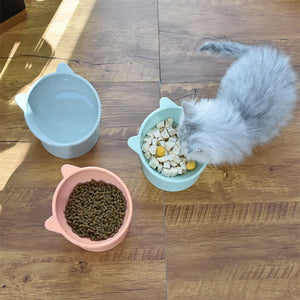 New Pet Cat Dog Bowl High Foot Dog Bowl 45° Neck Protector Cat Pet Food Water Bowl Anti-Overturning Binaural Pet Feeding Bowl