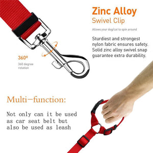 Nylon Safety Belt for Dogs Solid Color Pet Car Seat Belt Two-in-one Leash Adjustable Dog Harness Collar Products Pet Accessories