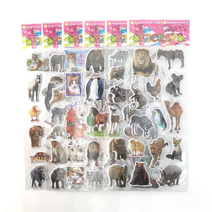 12 Sheets/set 3D Real Wild Animal Stickers Toys For Children Scrapbook Laptop Notebook Tiger Lion Horse Sticker Gift