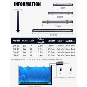 Aquarium Fish Tank LED Colorful Light EU/US Plug Submersible Waterproof Bar Strip Lamp Submersible Lightings Tank Decoration