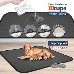 Waterproof Reusable Dog Pee Pad, Dog Paw Prints, Fast Absorbing Dog Bed Mats, Extra Large Pad Rug for Pet Sleep Soft Blanket