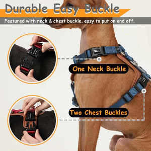 Mysudui No Pull Dog Harness Adjustable Leather Pet Vest for Easy Walking with 2 Leash Clips Small Medium Large Dogs