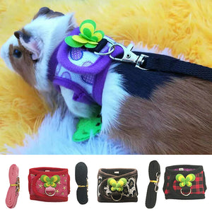 Pet Hamster Harness Vest Adjustable Leash Set for Guinea Pig Chinchilla Rabbit Traction Rope Chest Harness Small Animal Outdoor