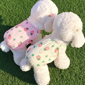 Ins Puppy Summer Puppy Dress Strawberry Fruit Dog Princess Dress Cat Skirt Pet Clothing Puppy Pet Apparel Chihuahua Teddy