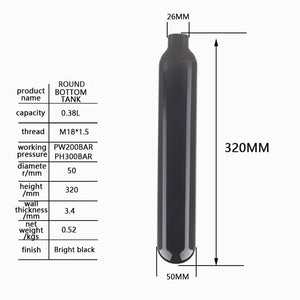 HPA 0.38L Air Tank Gas Cylinder Refill Input 4500PSI Output 160 TO 3000PSI Valvula Reguladora Soda Water CO2 Aquarium Accesories